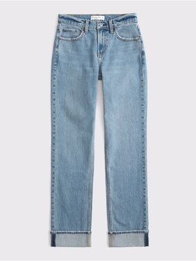 A&F Mid Rise 90s Straight Cuffed Hem Jean